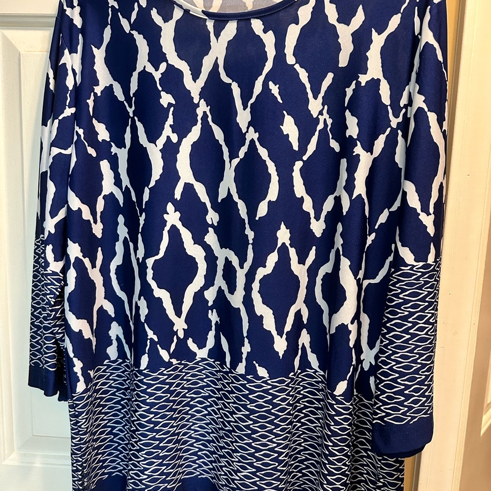 Navy and White Patterned Dress